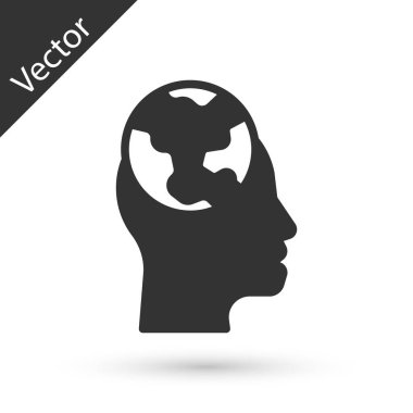 Gri Öğrenen yabancı dil simgesi beyaz arkaplanda izole edildi. Çeviri, dil tercümanı ve iletişim. Vektör