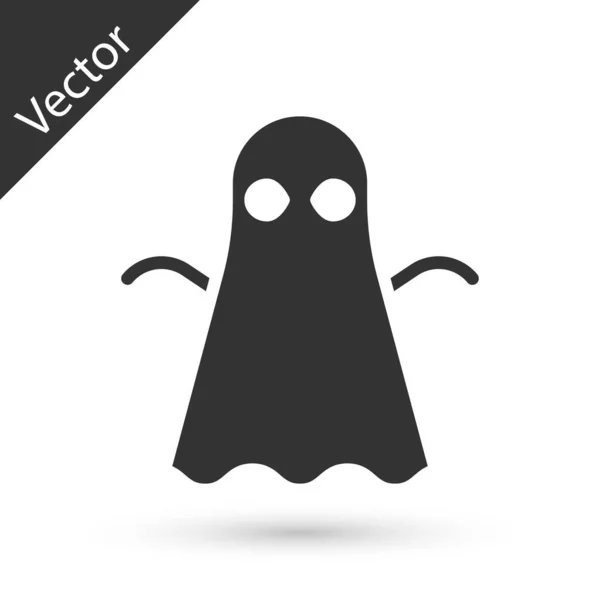 Icono Ghost Gris Aislado Sobre Fondo Blanco Feliz Fiesta Halloween — Vector de stock