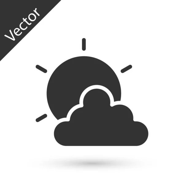 Grey Sun Cloud Weather Icon Isolated White Background Vector — Stock Vector