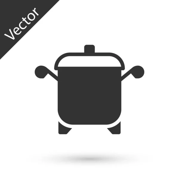 Grå Matlagning Pot Ikon Isolerad Vit Bakgrund Koka Eller Gryta — Stock vektor