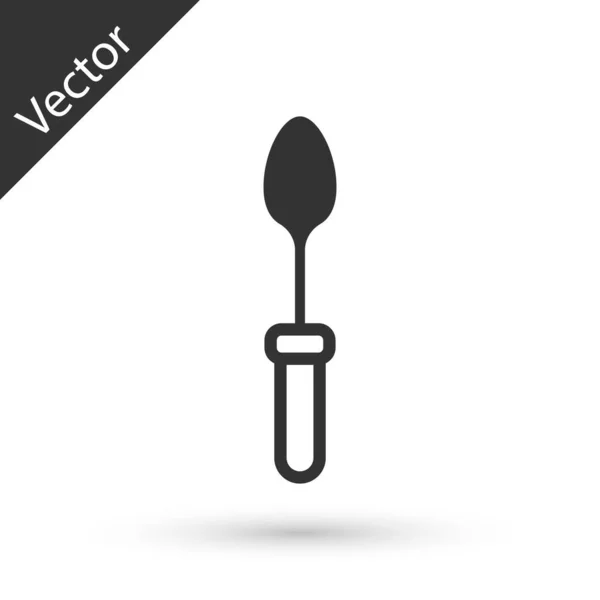 Grey Teaspoon Icon Isolated White Background Cooking Utensil Cutlery Sign — Stock Vector