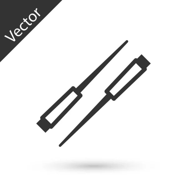 Grey Food Chopsticks Ícone Isolado Fundo Branco Varas Coreanas Madeira — Vetor de Stock