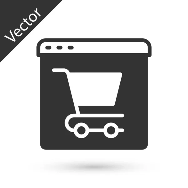 Gris Compras Línea Icono Pantalla Aislado Sobre Fondo Blanco Concepto — Vector de stock