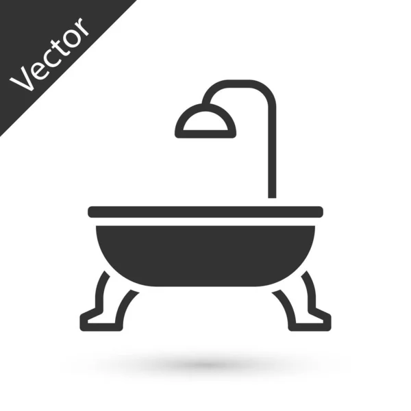 Grey Bathtub Icon Isolated White Background Vector — Stock Vector