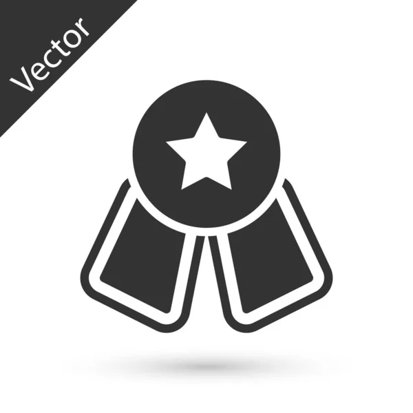 Graue Medaille Mit Sternsymbol Auf Weißem Hintergrund Siegersymbol Vektor — Stockvektor