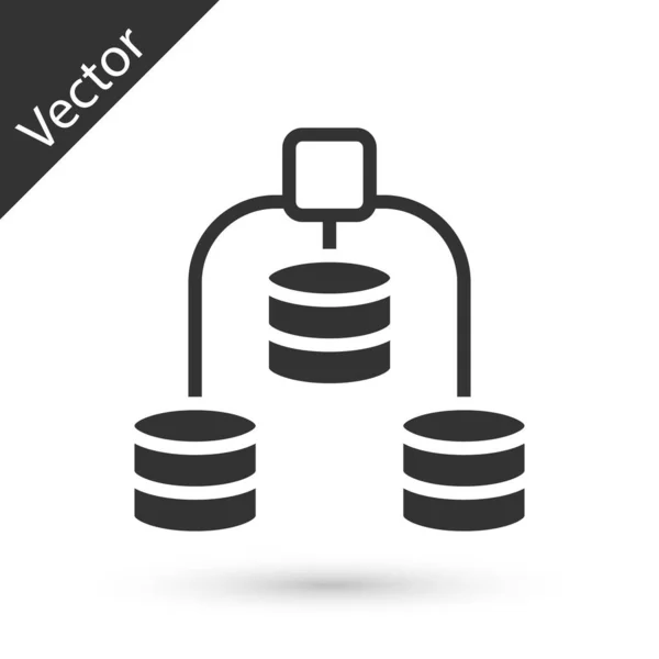 Grey Server Data Web Hosting Ícone Isolado Fundo Branco Vetor — Vetor de Stock