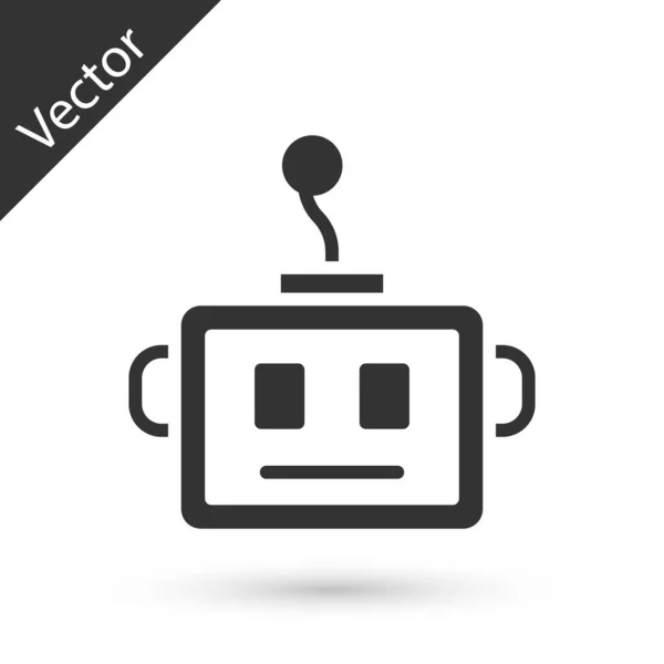 Gris Icono Robot Inteligencia Artificial Aislado Sobre Fondo Blanco Aprendizaje — Vector de stock