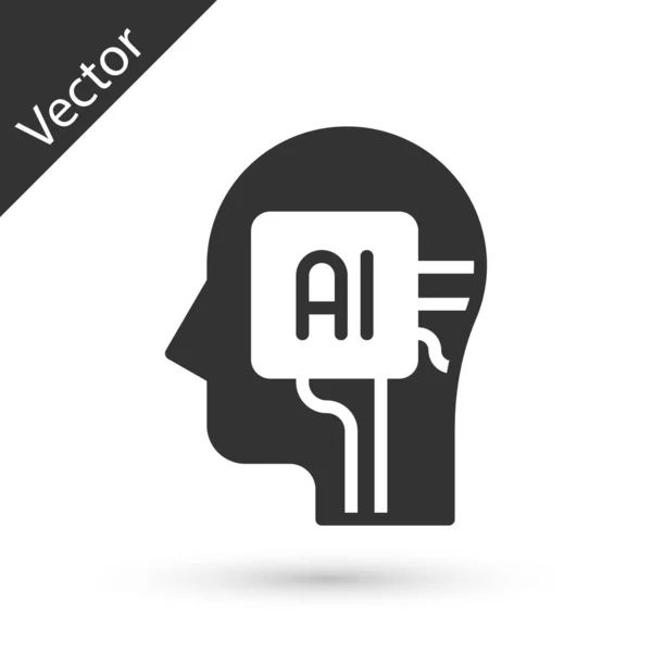 Icono Robot Humanoide Gris Aislado Sobre Fondo Blanco Inteligencia Artificial — Vector de stock