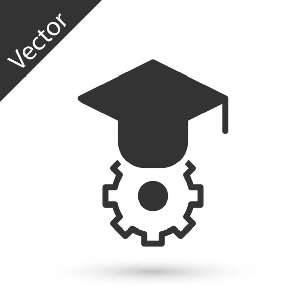 Icono Tapa Graduación Gris Aislado Sobre Fondo Blanco Sombrero Graduación — Vector de stock