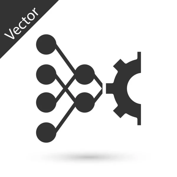 Grijs Neuraal Netwerkpictogram Geïsoleerd Witte Achtergrond Kunstmatige Intelligentie Vector — Stockvector