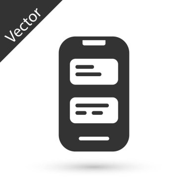 Gri Çevrimiçi çevirmen simgesi beyaz arkaplanda izole edildi. Sohbet balonunda yabancı dil konuşma simgeleri. Çeviri konsepti. Vektör