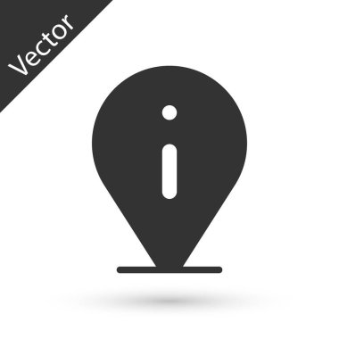 Gri Bilgi simgesi beyaz arkaplanda izole edildi. Vektör