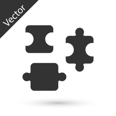 Gri yapboz parçaları, beyaz arka planda izole edilmiş oyuncak ikonu. Vektör