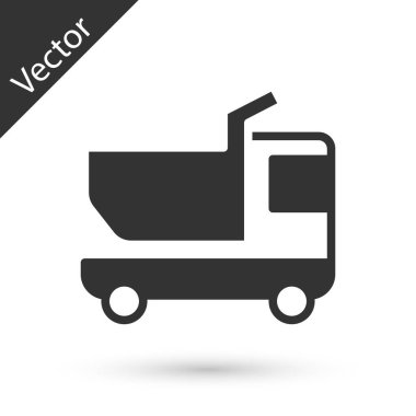 Gri oyuncak kamyon simgesi beyaz arkaplanda izole edildi. Vektör