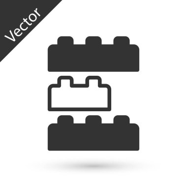 Beyaz arka planda izole edilmiş çocuk simgesi için gri oyuncak blok tuğlaları. Vektör