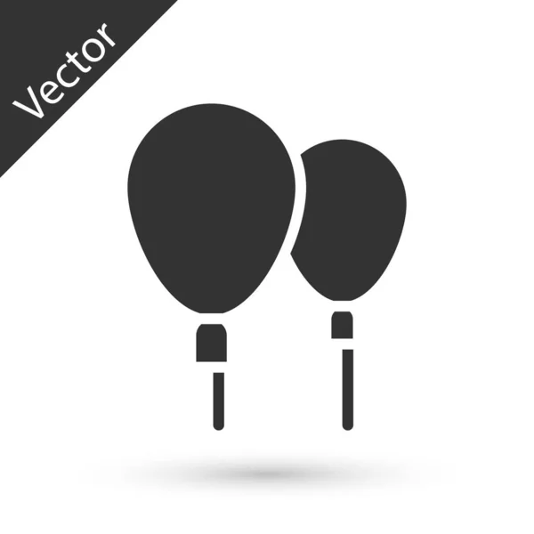 Globos Grises Con Icono Cinta Aislado Sobre Fondo Blanco Feliz — Vector de stock