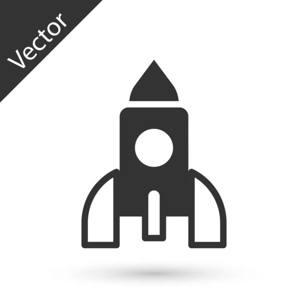 Grey Rocket Ship Toy Icon Isolated White Background Space Travel — Stock Vector