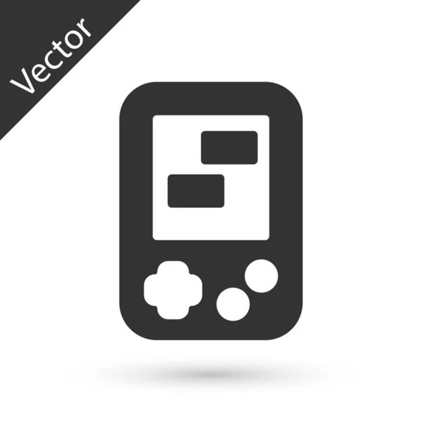 Gris Portable Tetris Icono Del Juego Electrónico Aislado Sobre Fondo — Vector de stock