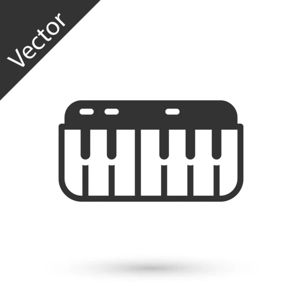Grey Music Synthesizer Icon Isolated White Background Electronic Piano Vector — Stock Vector