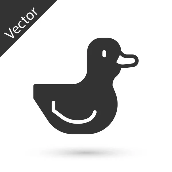 Grey Rubber Duck Icon Isolated White Background Vector — Stock Vector