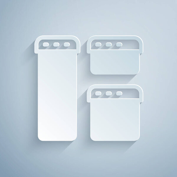 Paper cut Browser window icon isolated on grey background. Paper art style. Vector