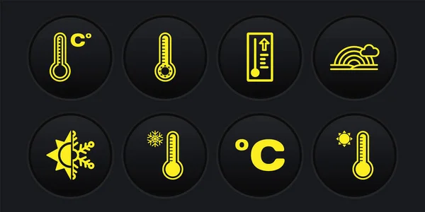 Sol Poniente Copo Nieve Arco Iris Con Nube Termómetro Meteorológico — Archivo Imágenes Vectoriales