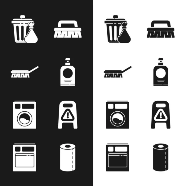 세척기 청소용 브러시 쓰레기 페이퍼 식기세척기 아이콘 Vector — 스톡 벡터