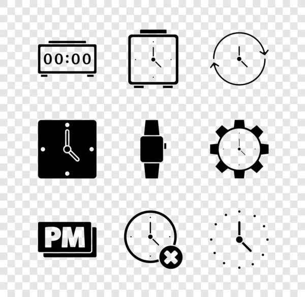 Establecer Despertador Digital Alarma Reloj Borrar Icono Smartwatch Vector — Archivo Imágenes Vectoriales