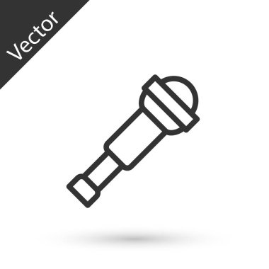 Gri çizgi Spyglass teleskop mercek simgesi beyaz arkaplanda izole edildi. Denizci dürbünü. Vektör