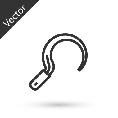 Orak gri çizgi simgesi beyaz arkaplanda izole edildi. Kanca işaretini topluyorum. Vektör