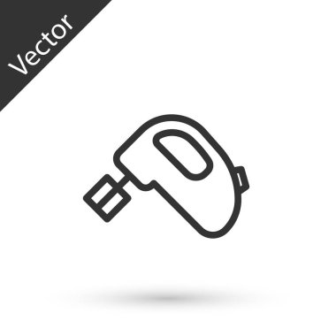 Gri çizgi elektrik karıştırıcı simgesi beyaz arkaplanda izole edildi. Mutfak blenderi. Vektör