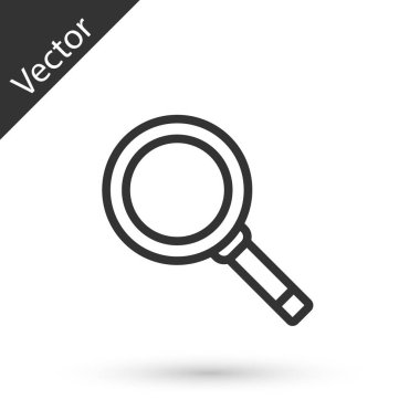 Beyaz arka planda izole edilmiş gri çizgi tava simgesi. Kızartma veya kızartma gıda sembolü. Vektör