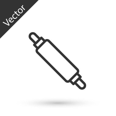 Gri çizgi yuvarlanan pin simgesi beyaz arkaplanda izole edildi. Vektör