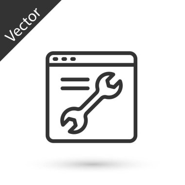 Gri çizgi Tarayıcı ayarı simgesi beyaz arkaplanda izole edildi. Ayarlama, servis, bakım, onarım, onarım. Vektör