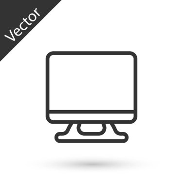 Gri çizgi Akıllı TV simgesi beyaz arkaplanda izole edildi. Televizyon tabelası. Vektör