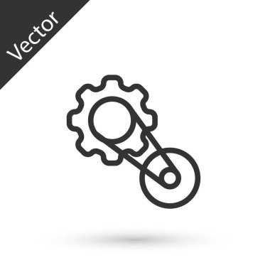 Beyaz arka planda gri çizgili zamanlama kemeri simgesi izole edildi. Vektör