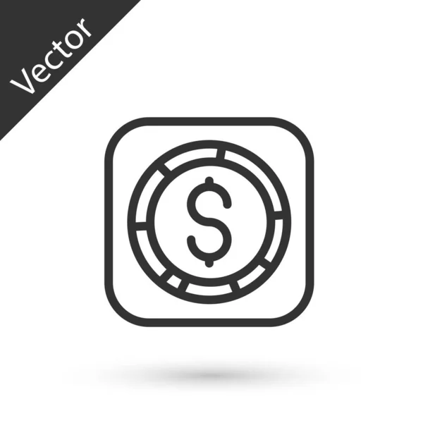 Línea Gris Moneda Dinero Con Símbolo Dólar Icono Aislado Sobre — Vector de stock