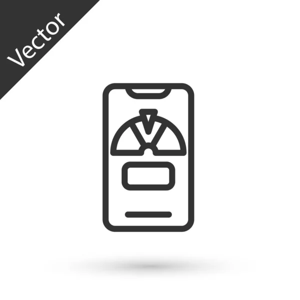 Línea Gris Rueda Suerte Icono Del Teléfono Aislado Sobre Fondo — Vector de stock