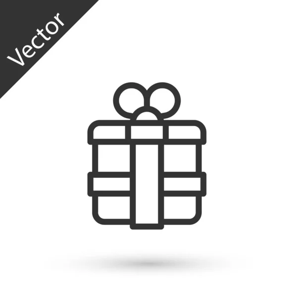 Línea Gris Icono Caja Regalo Aislado Sobre Fondo Blanco Vector — Vector de stock