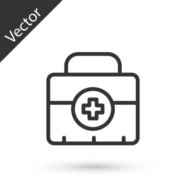 Graue Linie Verbandskasten Symbol Isoliert Auf Weißem Hintergrund Medizinische Box — Stockvektor