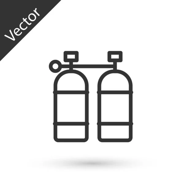 Icono Aqualung Línea Gris Aislado Sobre Fondo Blanco Tanque Oxígeno — Vector de stock