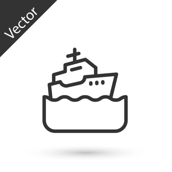 Icono Crucero Línea Gris Aislado Sobre Fondo Blanco Turismo Viajes — Vector de stock