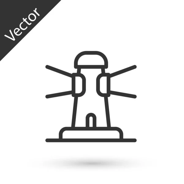 Grå Linje Fyr Ikon Isolerad Vit Bakgrund Vektor — Stock vektor
