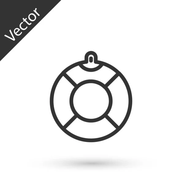 Línea Gris Lifebuoy Icono Aislado Sobre Fondo Blanco Símbolo Del — Vector de stock