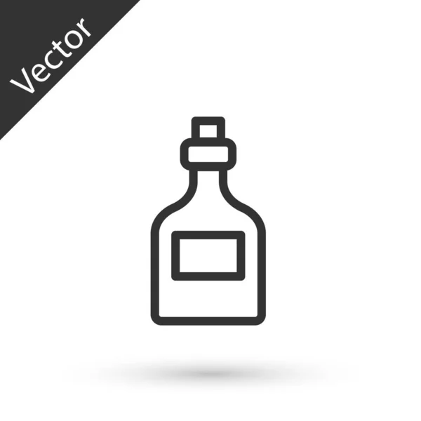 Línea Gris Bebida Alcohólica Icono Botella Ron Aislado Sobre Fondo — Vector de stock