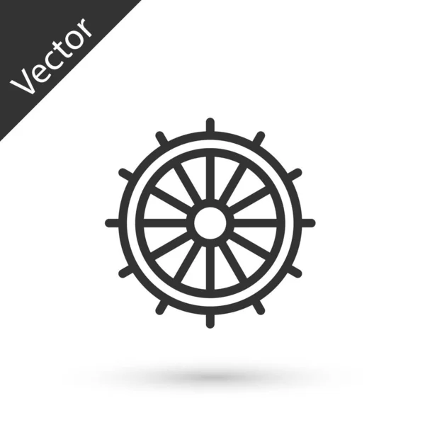 Graue Linie Schiffslenkrad Symbol Isoliert Auf Weißem Hintergrund Vektor — Stockvektor