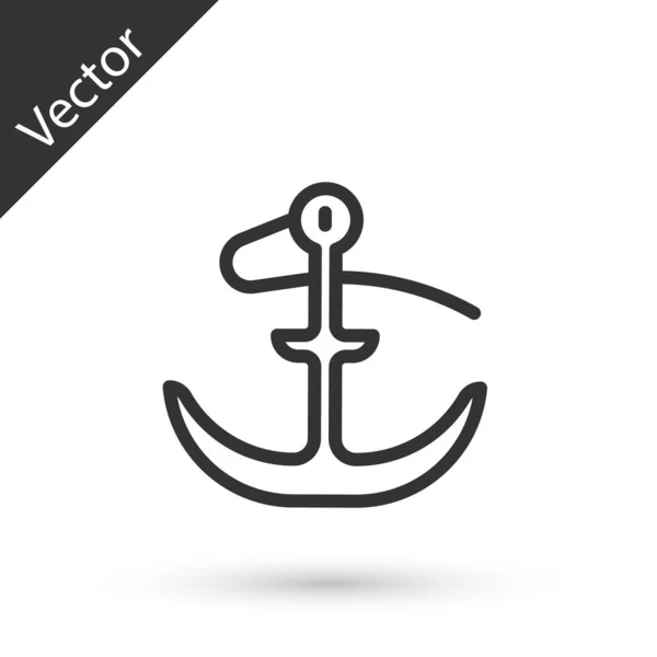 Línea Gris Icono Ancla Aislado Sobre Fondo Blanco Vector — Vector de stock