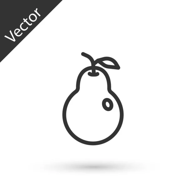 Línea Gris Icono Pera Aislado Sobre Fondo Blanco Fruta Con — Vector de stock