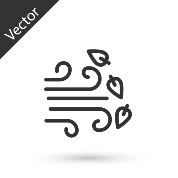 Línea Gris Icono Del Tiempo Ventoso Aislado Sobre Fondo Blanco — Vector de stock