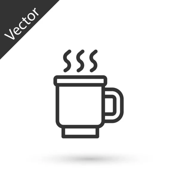 Graue Linie Tasse Tee Symbol Isoliert Auf Weißem Hintergrund Vektor — Stockvektor